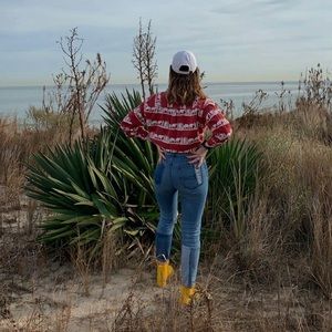 Vintage High Rise AE Distressed Patchwork Jeans, US 0, regular fit